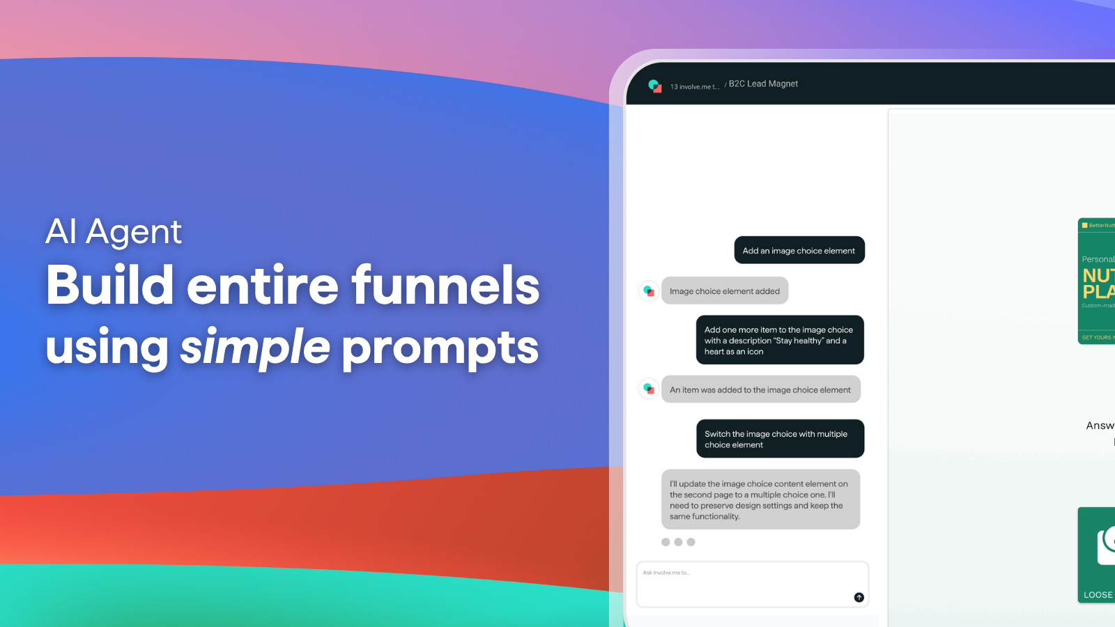 involve.me AI quiz funnel builder